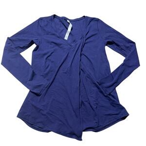 Lululemon Knot A Problem Long Sleeve Shirt Aeon Purple Blue‎ Pima Cotton Size 6